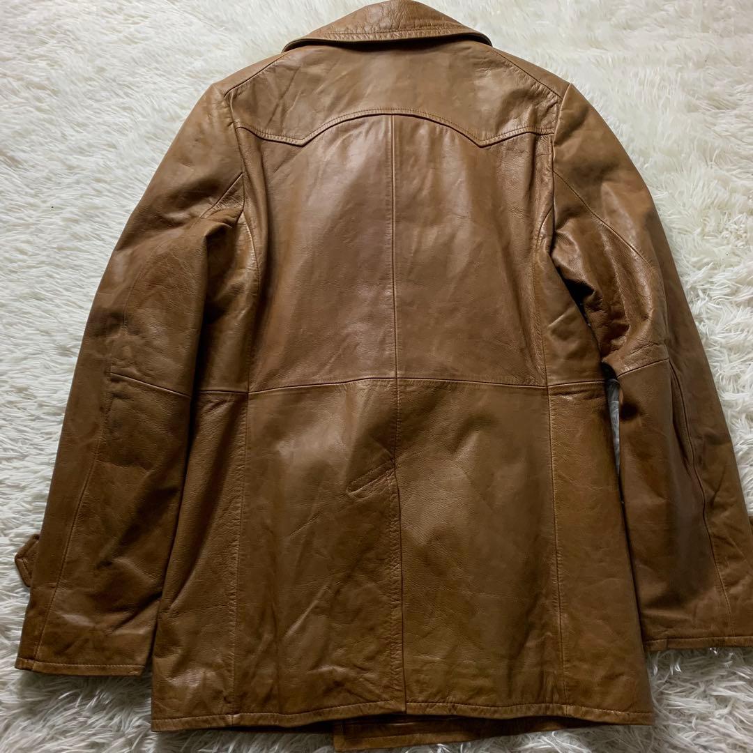 美品■T.M.T レザーピーコート キャメル ブラウン M