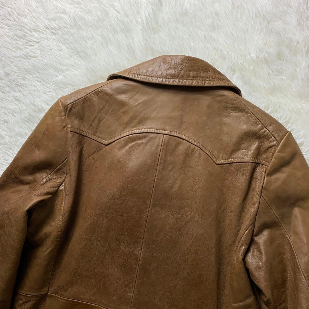 美品■T.M.T レザーピーコート キャメル ブラウン M