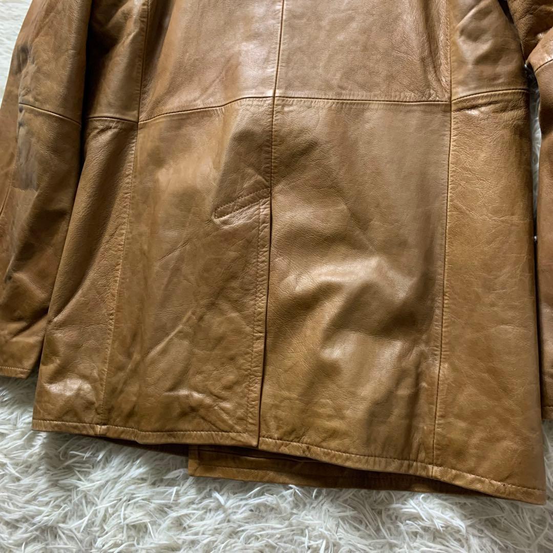 美品■T.M.T レザーピーコート キャメル ブラウン M