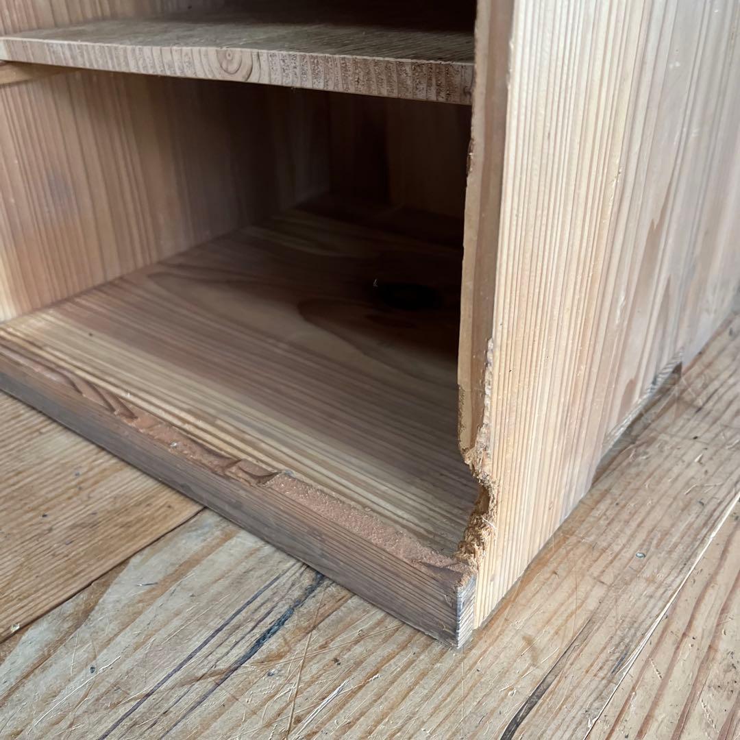 アンティーク オープンラック 格子棚 食器棚 カウンター 無垢材 無塗装