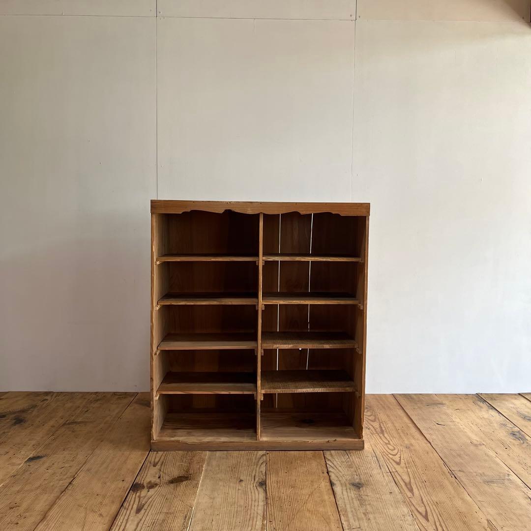 アンティーク オープンラック 格子棚 食器棚 カウンター 無垢材 無塗装