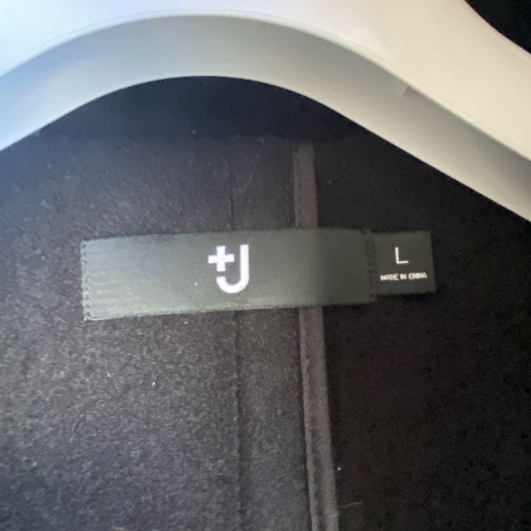 【美品】ユニクロ プラスＪ ウール オーバーサイズ ダッフルコート Ｌ ブラック