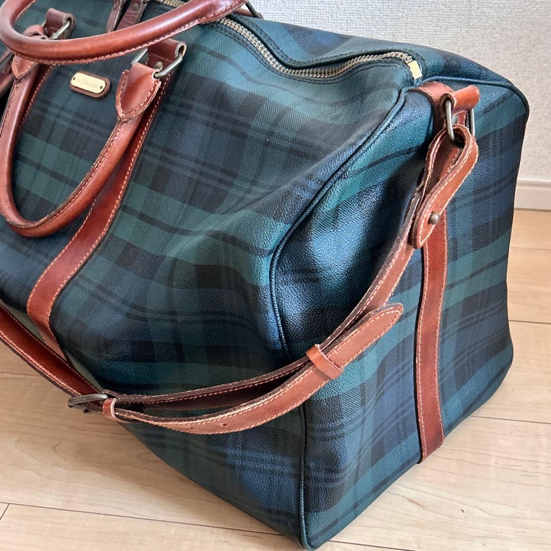 ポロラルフローレン ボストンバッグ 2way グリーンチェック　PVC 大容量