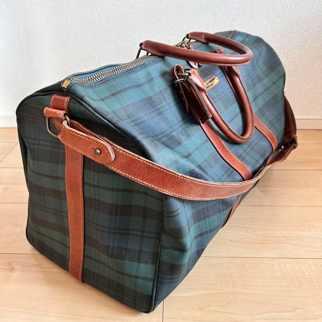 ポロラルフローレン ボストンバッグ 2way グリーンチェック　PVC 大容量