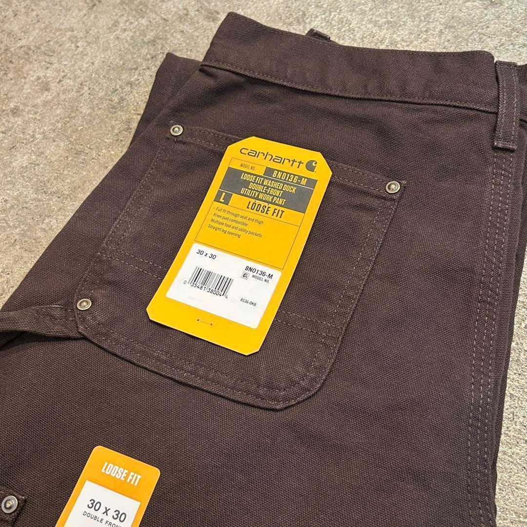 新品 カーハート B136 ウォッシュド ダック ダブルニー パンツ茶 W30