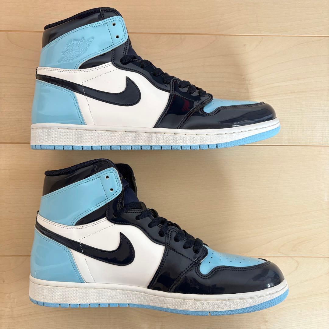 美品 ナイキ CD0461-401 ジョーダン 1 ハイ UNC パテントレザー