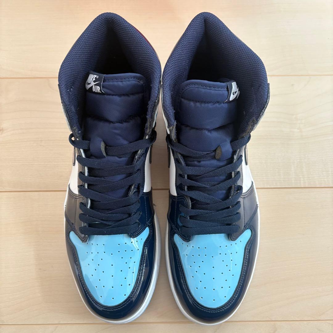 美品 ナイキ CD0461-401 ジョーダン 1 ハイ UNC パテントレザー