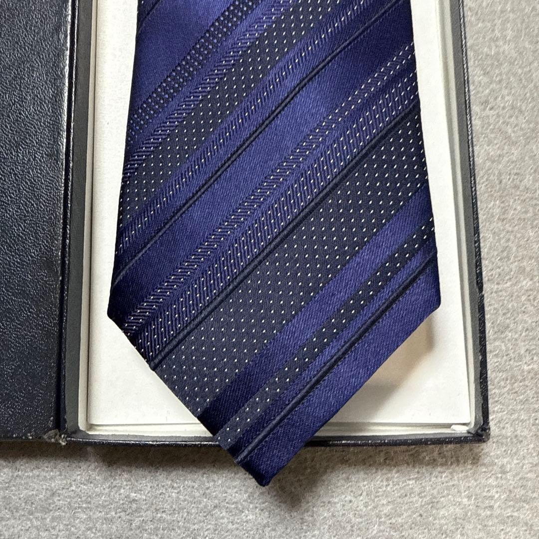 美品　ポールスミス　ネクタイ　紺　ストライプ　花柄　シルクジャガード