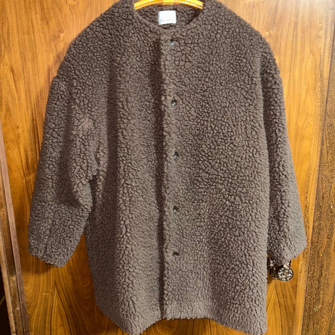 Honnete オーバサイズ　ノーカラー ジャケット　ブラウン