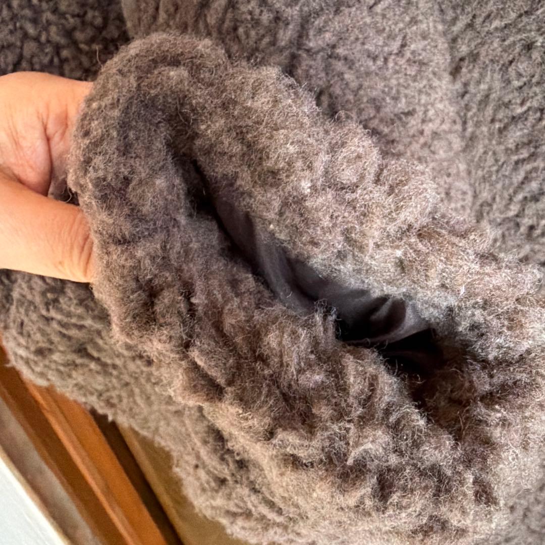 Honnete オーバサイズ　ノーカラー ジャケット　ブラウン