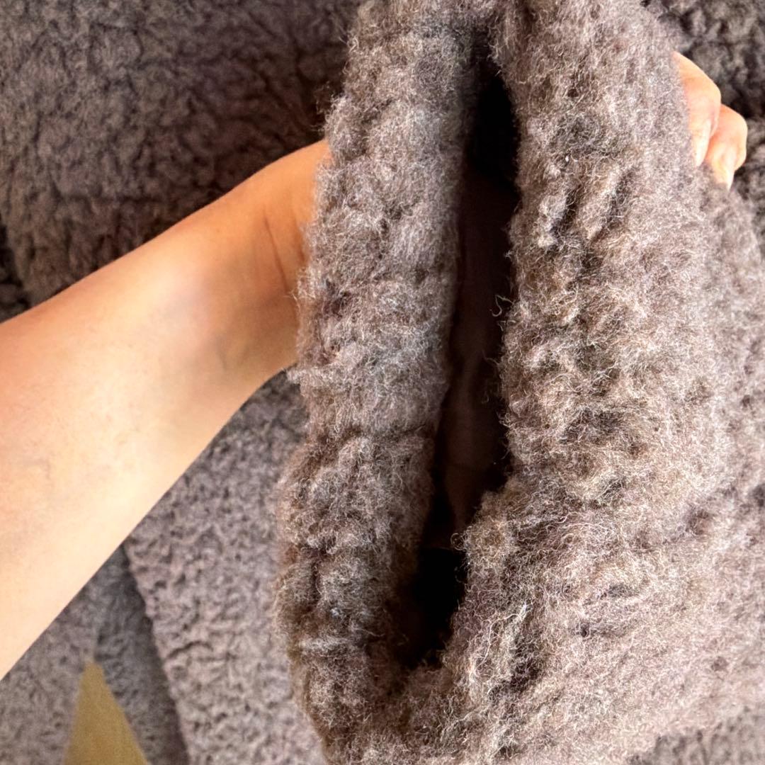 Honnete オーバサイズ　ノーカラー ジャケット　ブラウン