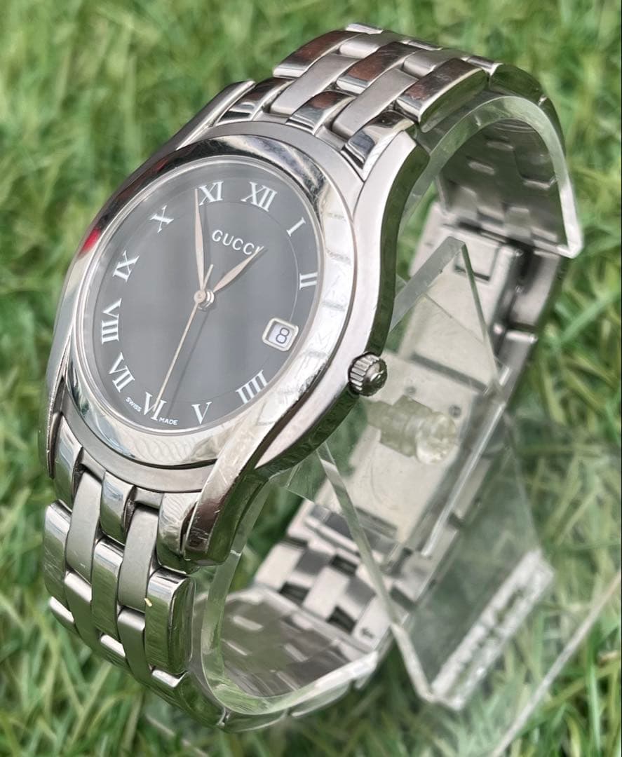 美品◎GUCCIグッチ 5500M ブラック文字盤 メンズ腕時計 ヴィンテージ