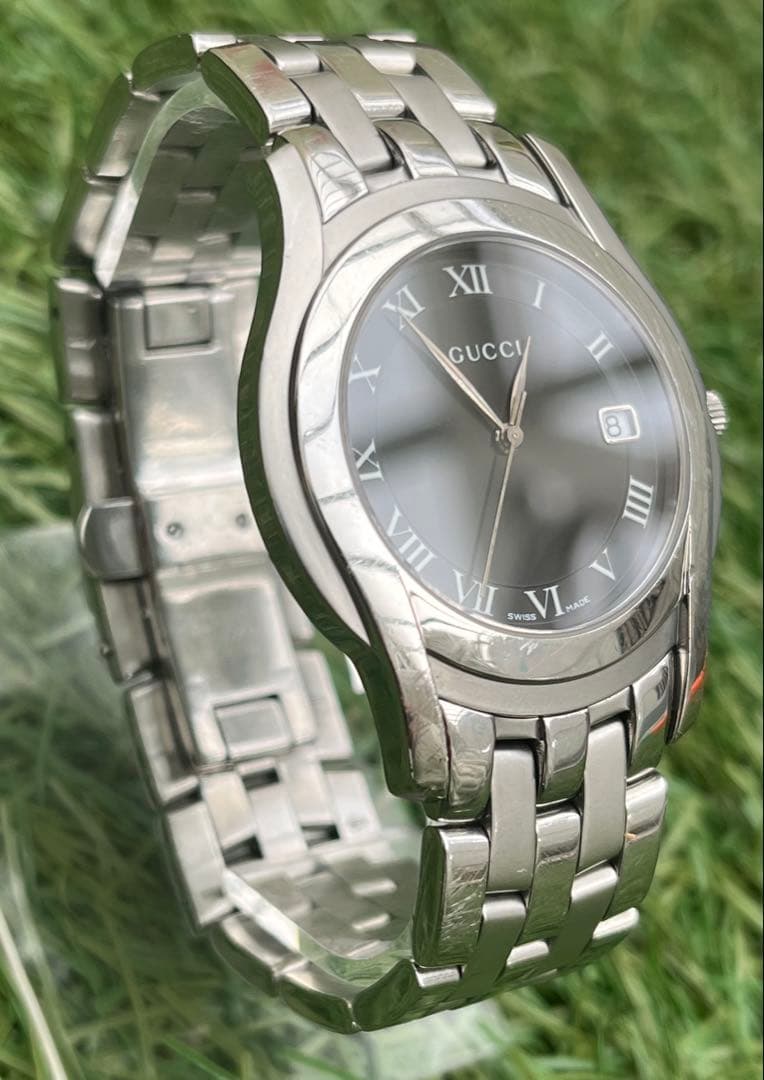 美品◎GUCCIグッチ 5500M ブラック文字盤 メンズ腕時計 ヴィンテージ