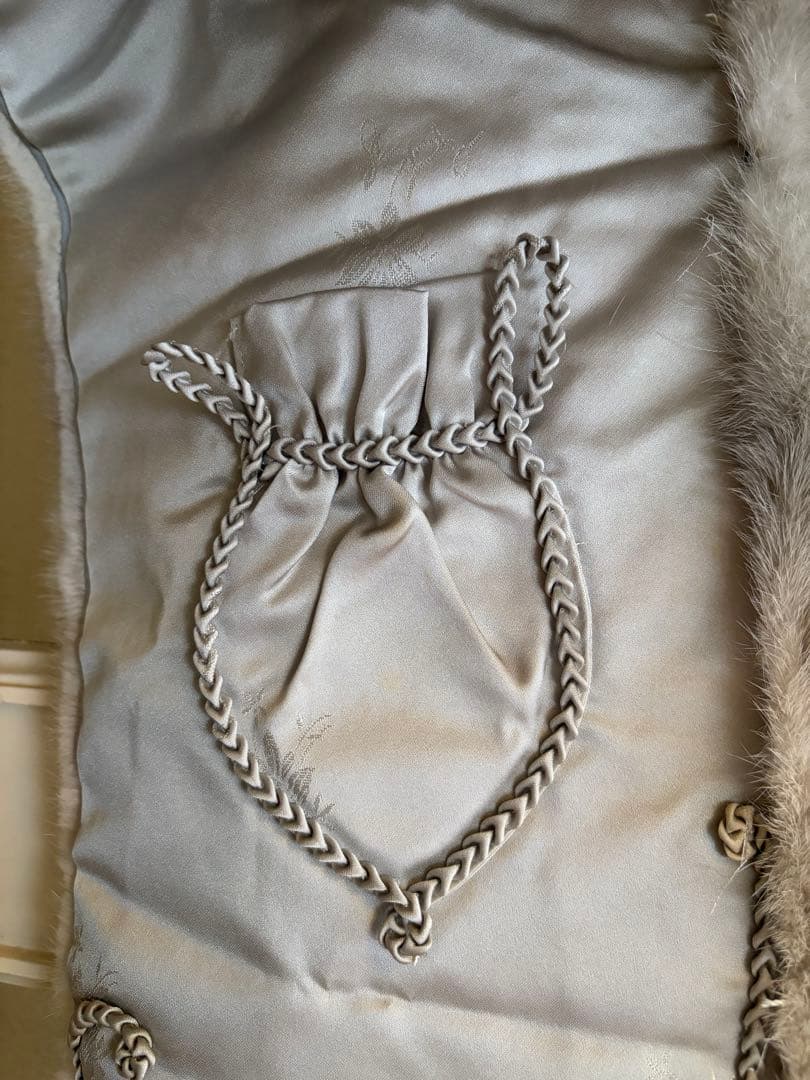 ヴィンテージ グレー ミンクファーショール 毛皮 房飾り付き クラシック 和装