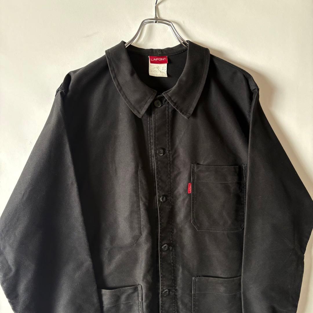 フランス製 ブラックモールスキンジャケット ユーロ ヴィンテージ 古着 フレンチ