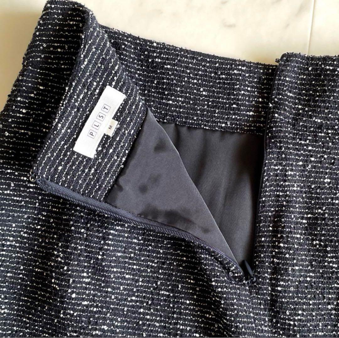 極美品♪プラステ PLST 滝沢眞規子着 カラーレス ツイード セットアップ M