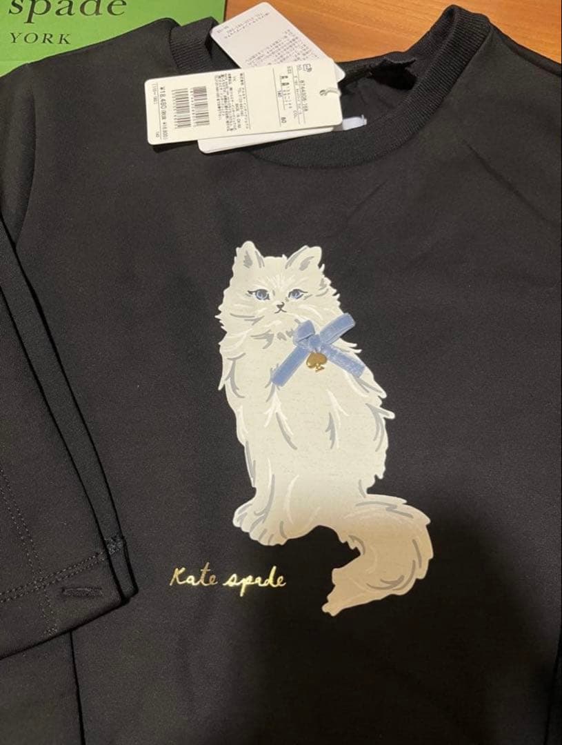 【ケイトスペード】140 ❤︎新品未使用❤︎ 猫ちゃん フーディ&ワンピース 黒