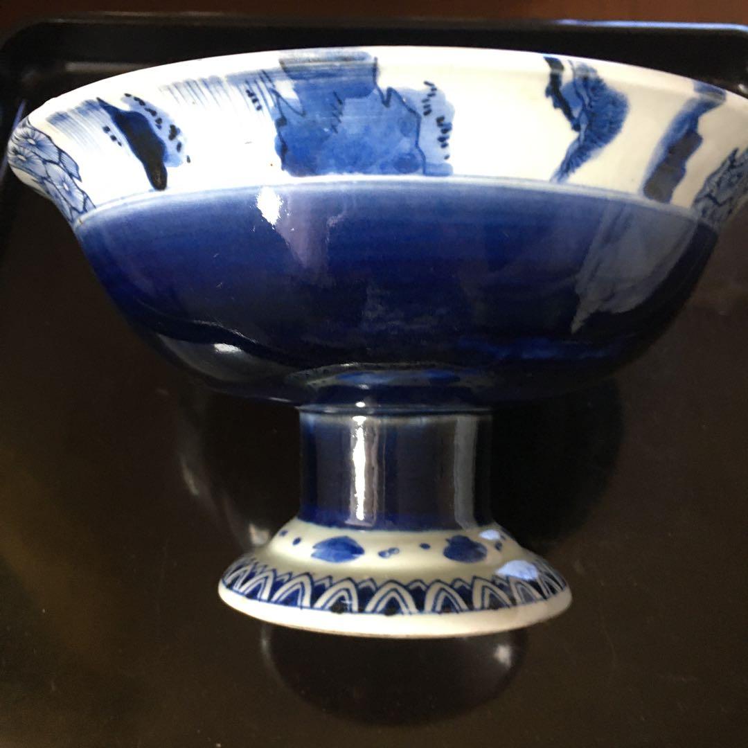 Wehrlein様リクエスト　古伊万里　伊万里　染付　色絵　高台鉢　2点セット