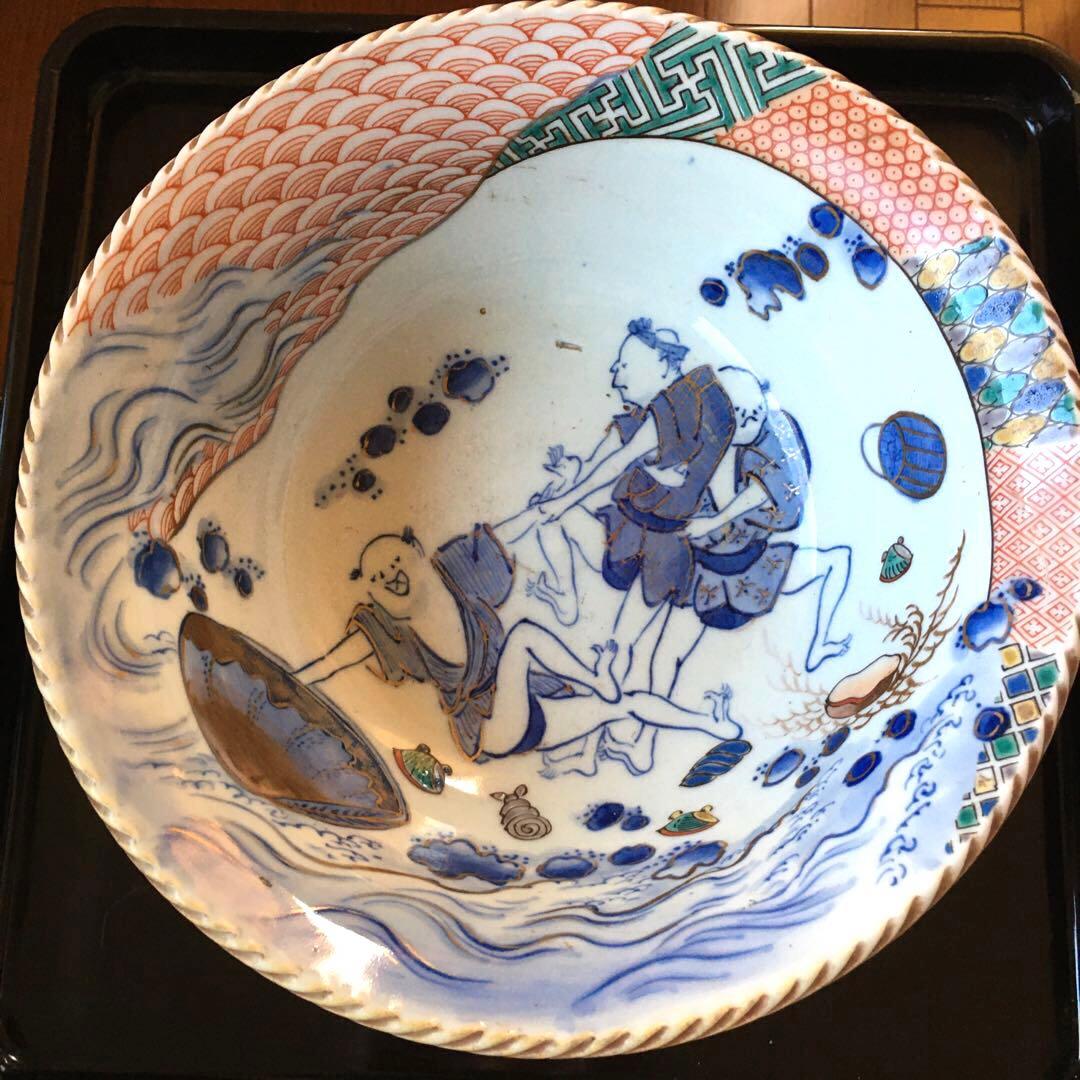 Wehrlein様リクエスト　古伊万里　伊万里　染付　色絵　高台鉢　2点セット