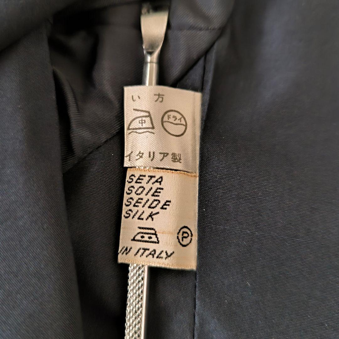 美品★HERNO ヘルノ シルク総柄ライニング コート ネイビー イタリア製