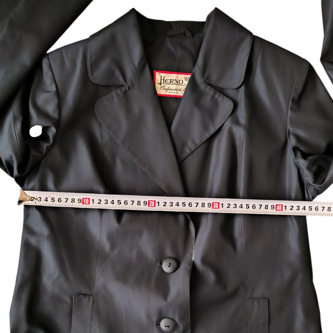 美品★HERNO ヘルノ シルク総柄ライニング コート ネイビー イタリア製