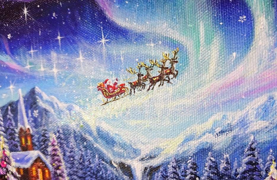 琥*ん様 【オーロラが輝く日】アクリル画 F3 風景画 絵画