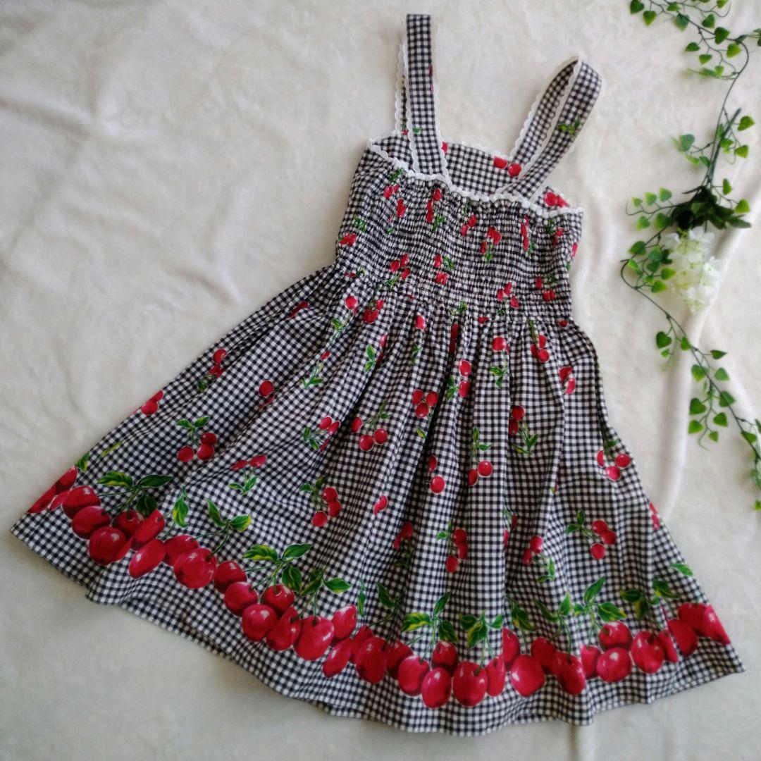 エミリーテンプル キャミソールワンピース さくらんぼ チェック 150