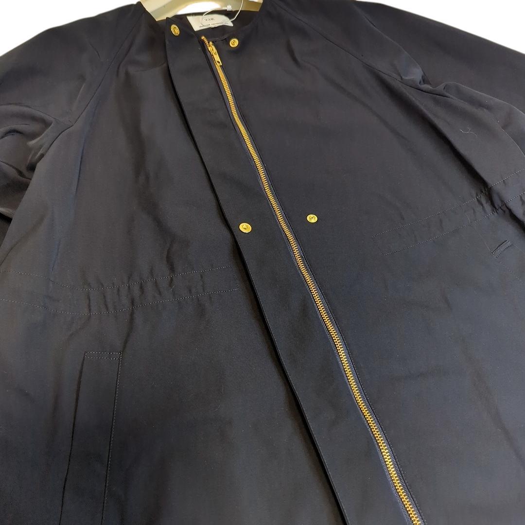 【未使用】23区 ライトツイル ノーカラーコート ブラック 撥水加工 46サイズ