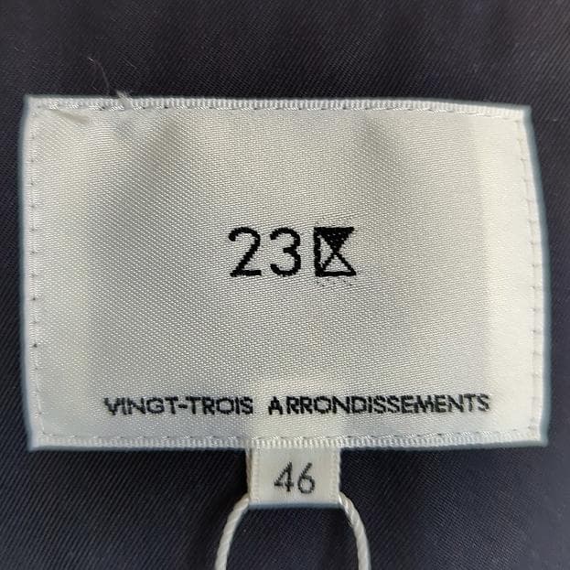 【未使用】23区 ライトツイル ノーカラーコート ブラック 撥水加工 46サイズ