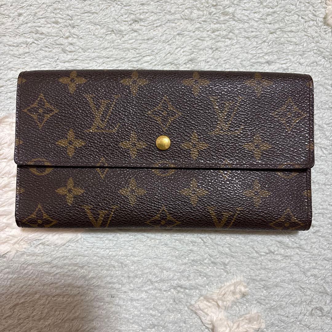 【美品】LOUIS VUITTON ルイヴィトン モノグラム 三つ折り長財布