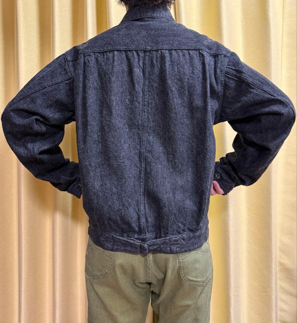 COMOLI ブラックデニムジャケット　1stタイプ　サイズ1 着画あり