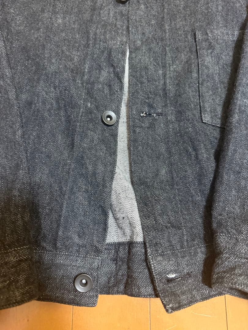 COMOLI ブラックデニムジャケット　1stタイプ　サイズ1 着画あり
