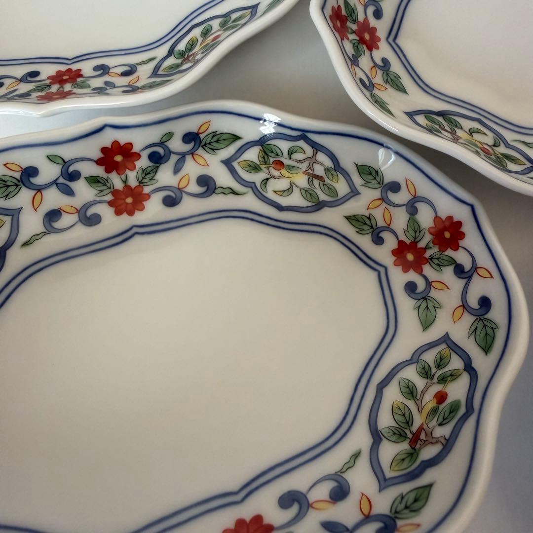 たち吉　橘吉　楕円皿揃　花数寄　５枚セット　銘々皿　桔梗皿　和食器