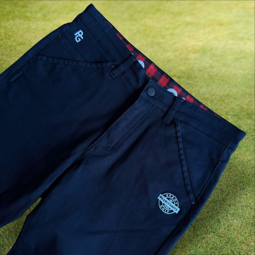 パーリーゲイツ　パンツ　M〜L相当　紺　濃紺　ネイビー　コットン素材　生地厚