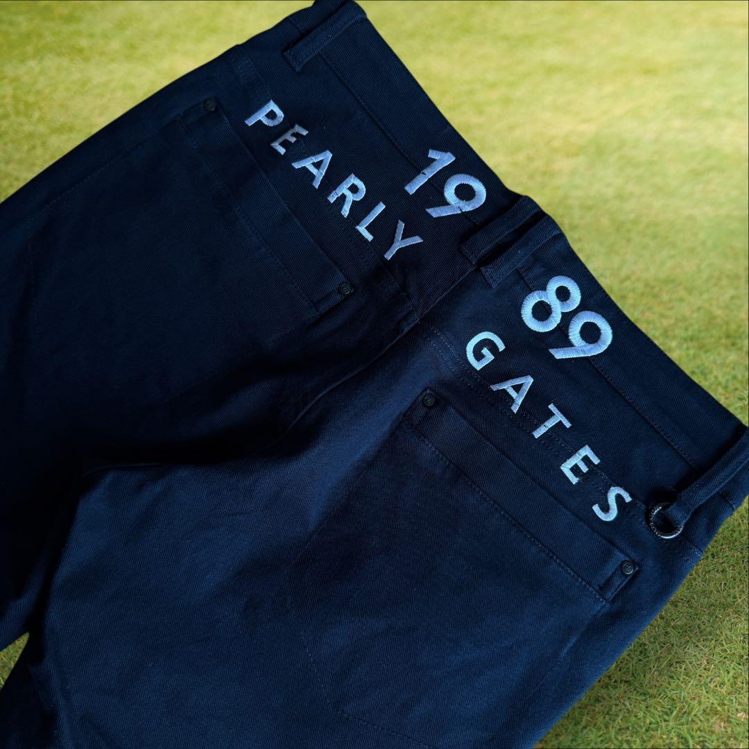 パーリーゲイツ　パンツ　M〜L相当　紺　濃紺　ネイビー　コットン素材　生地厚