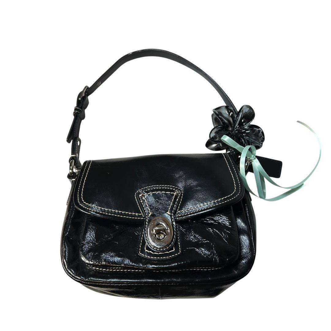 バッグ Coach Paten Leather Shoulder bag y2k BK