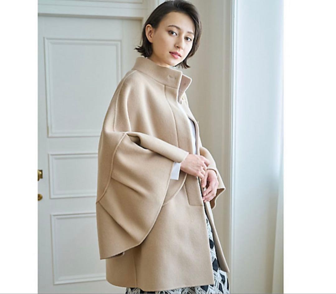 anayi アナイ　ウールナイロンリバーケープコート　34 キャメル