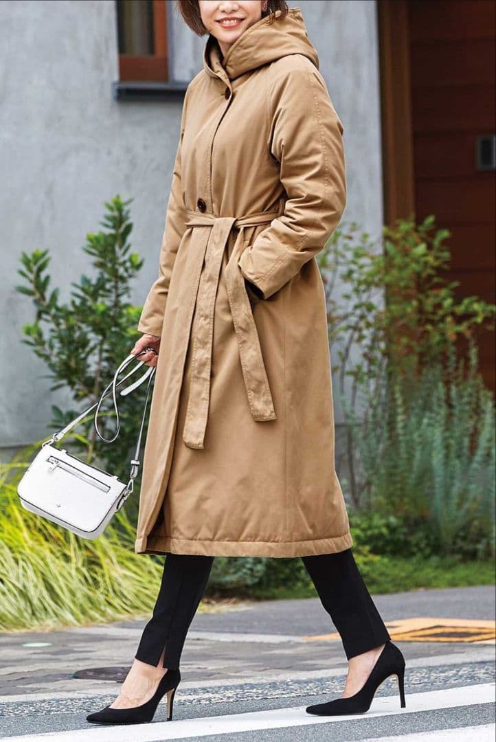 IEDIT 撥水（はっすい）素材がうれしい！すっきりロング丈ダウンコート L