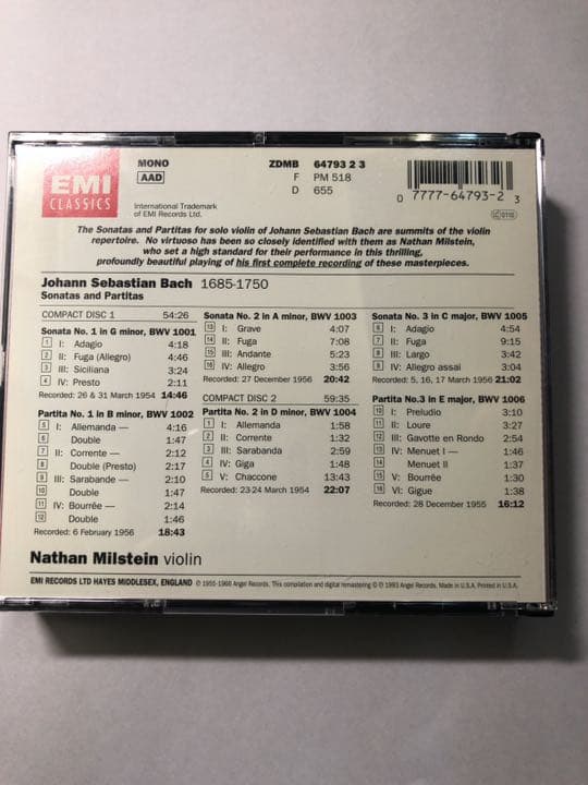 J.S. バッハ／息子とパルチタス ソロ・コンプ