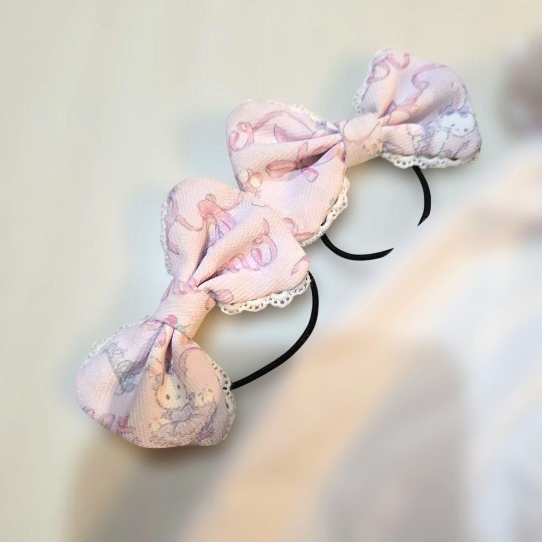 メゾピアノ35周年　ウサギバレリーナ柄ジャンバースカートセット(ヘアゴム付き)