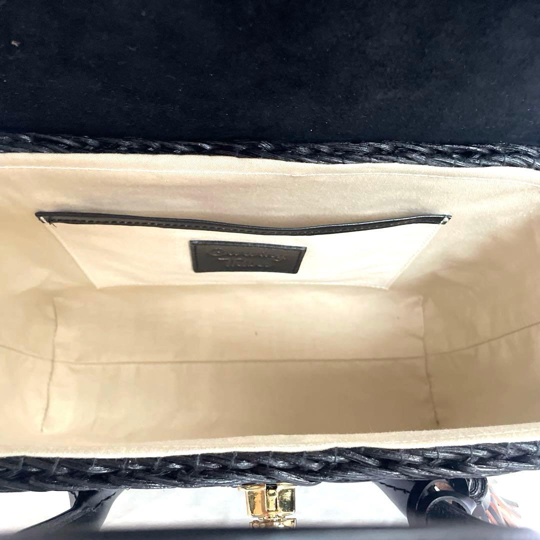 【新品・タグ付】CARVING TRIBES＊カービングバスケット＊牛革×籐＊黒