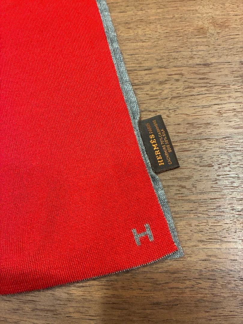 HERMES エルメス　カシミヤシルク　マフラー　バイカラー