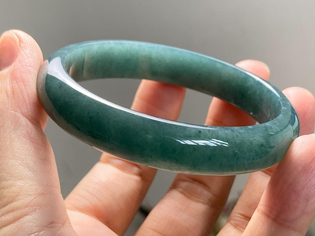 BG9-03 美品 糯氷種 深灰藍 56.1MM グアテマラ産 本翡翠 バングル