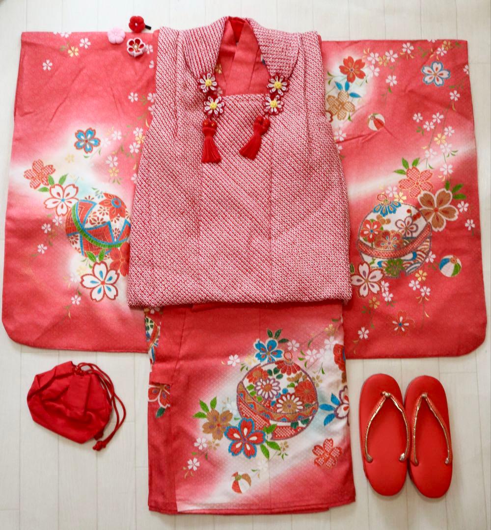 新品未使用　正絹　総絞り　被布　3歳　着物　一つ身　フルセット