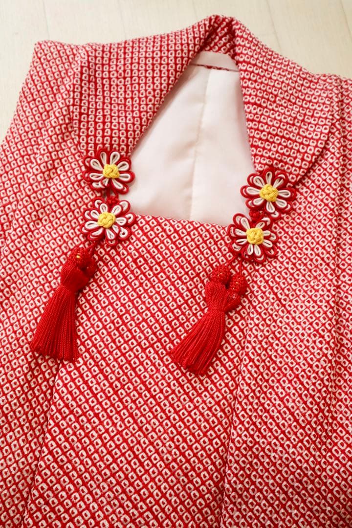 新品未使用　正絹　総絞り　被布　3歳　着物　一つ身　フルセット