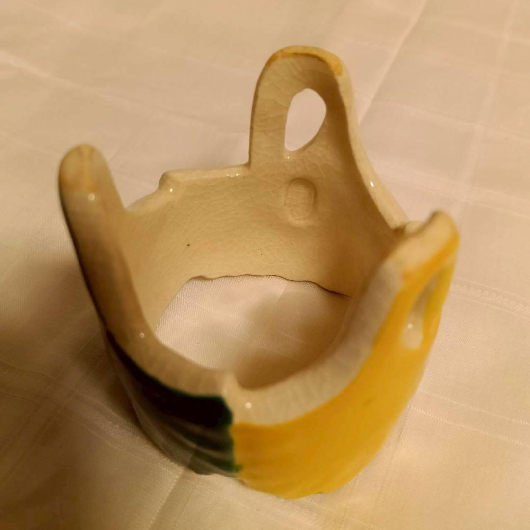 色絵仁清銀杏蓋置　杉田祥平造　清閑寺窯