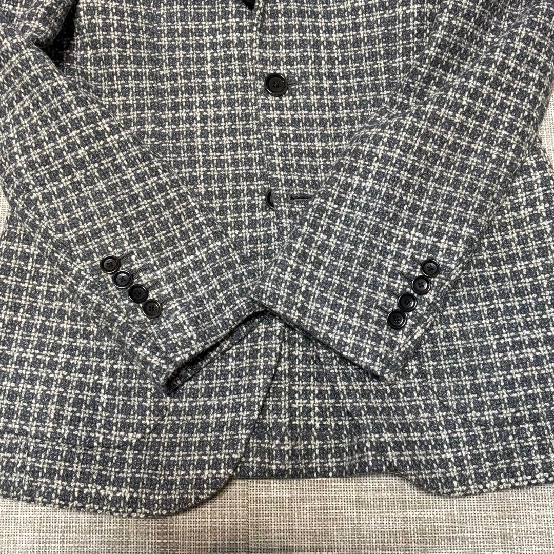 【美品】BEAMS-F グレー系チェック テーラードジャケット　44