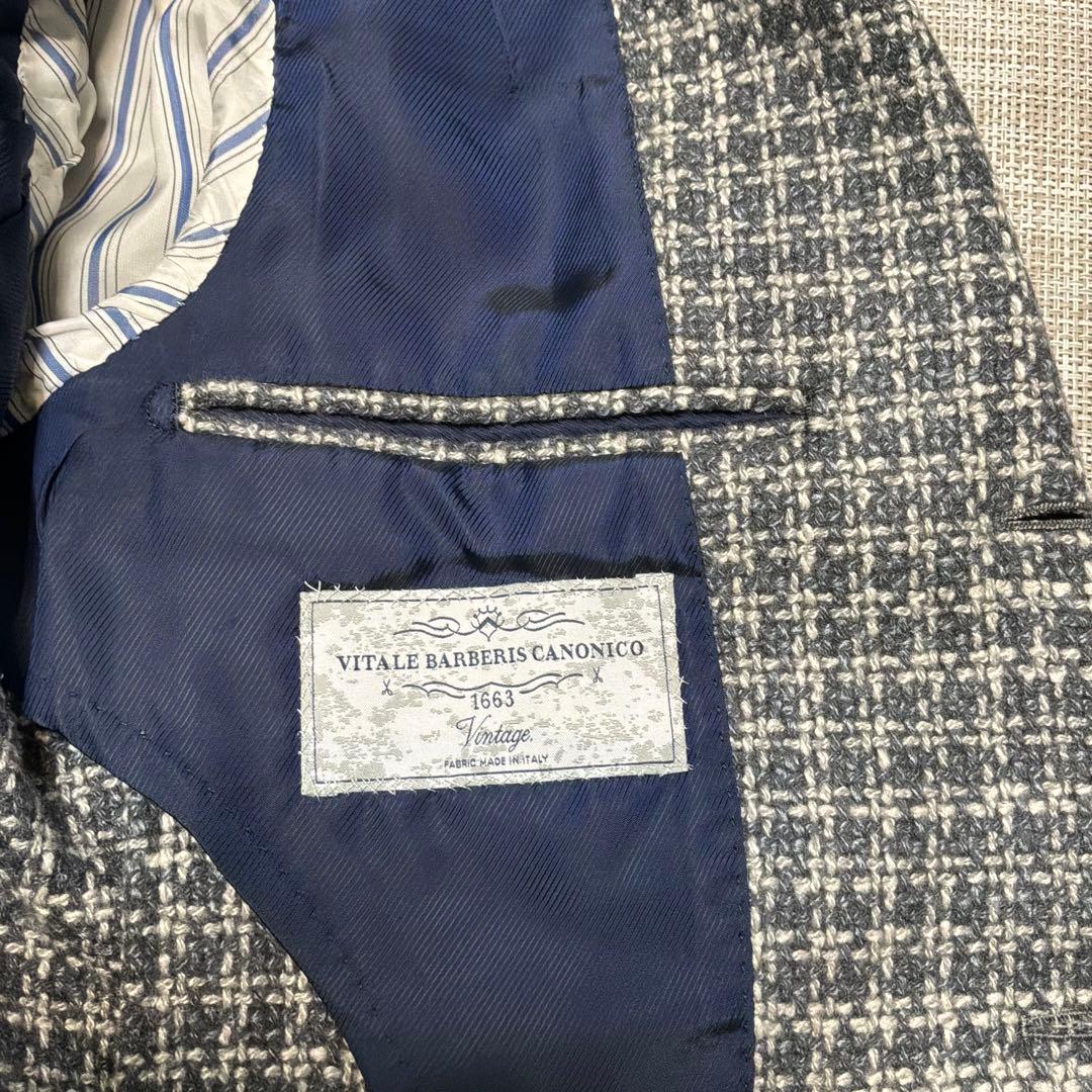 【美品】BEAMS-F グレー系チェック テーラードジャケット　44