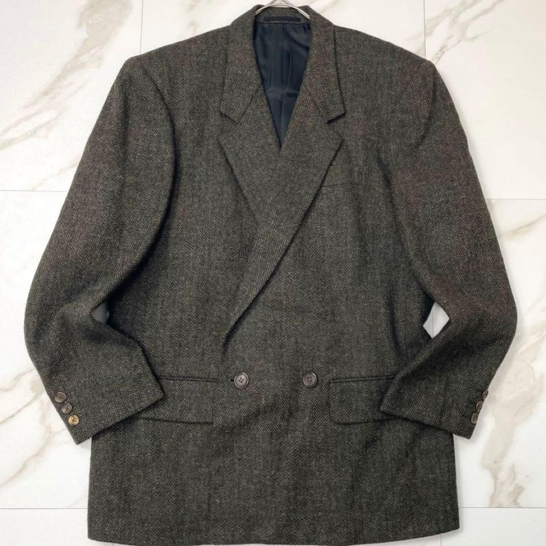 【超希少 キャメル混】ワイズフォーメン ダブル テーラードジャケット ツイード