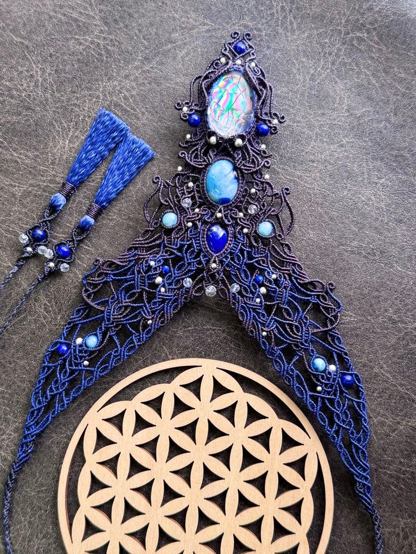 幻の石アフガナイト＆アイリスクォーツ＆ラピスラズリのマクラメ編みネックレス♡